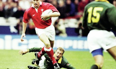 Dafydd James playing for Wales against South Africa in 1998 Cardiff rematch