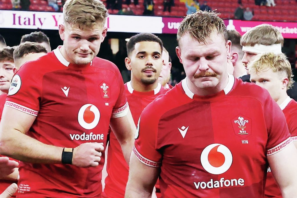 Wales captain Dewi Lake leads his team off the field after their record home defeat against South Africa
