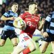 Gareth Davies runs in his second try for Scarlets