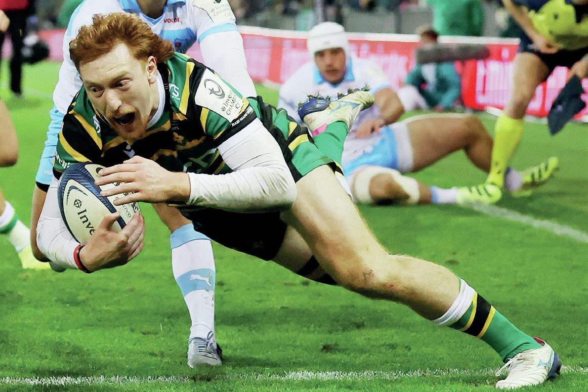 George Hendy scoring for Northampton Saints against Bulls