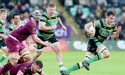Josh Kemeny breaks to score for Northampton Saints