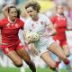 Ellie Kildunne scoring for England in the World Cup final