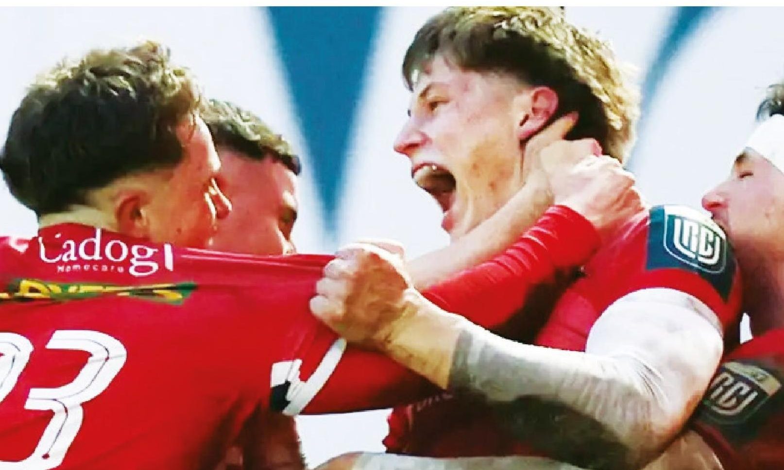 Ellis Mee celebrates his late winner for the Scarlets