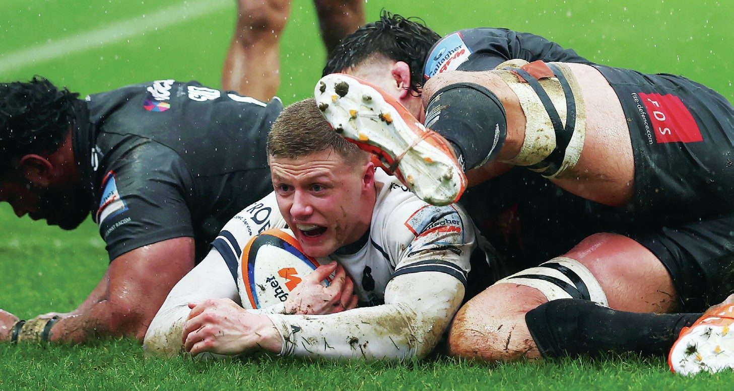 Bristol Bears’ Noah Heward scores the only try of the game