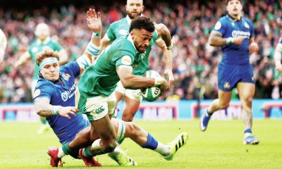 Robert Baloucoune goes over to score for Ireland