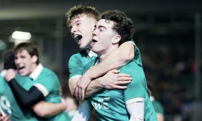 Noah Byrne and Johnny O’Sullivan enjoy the winning feeling for Ireland