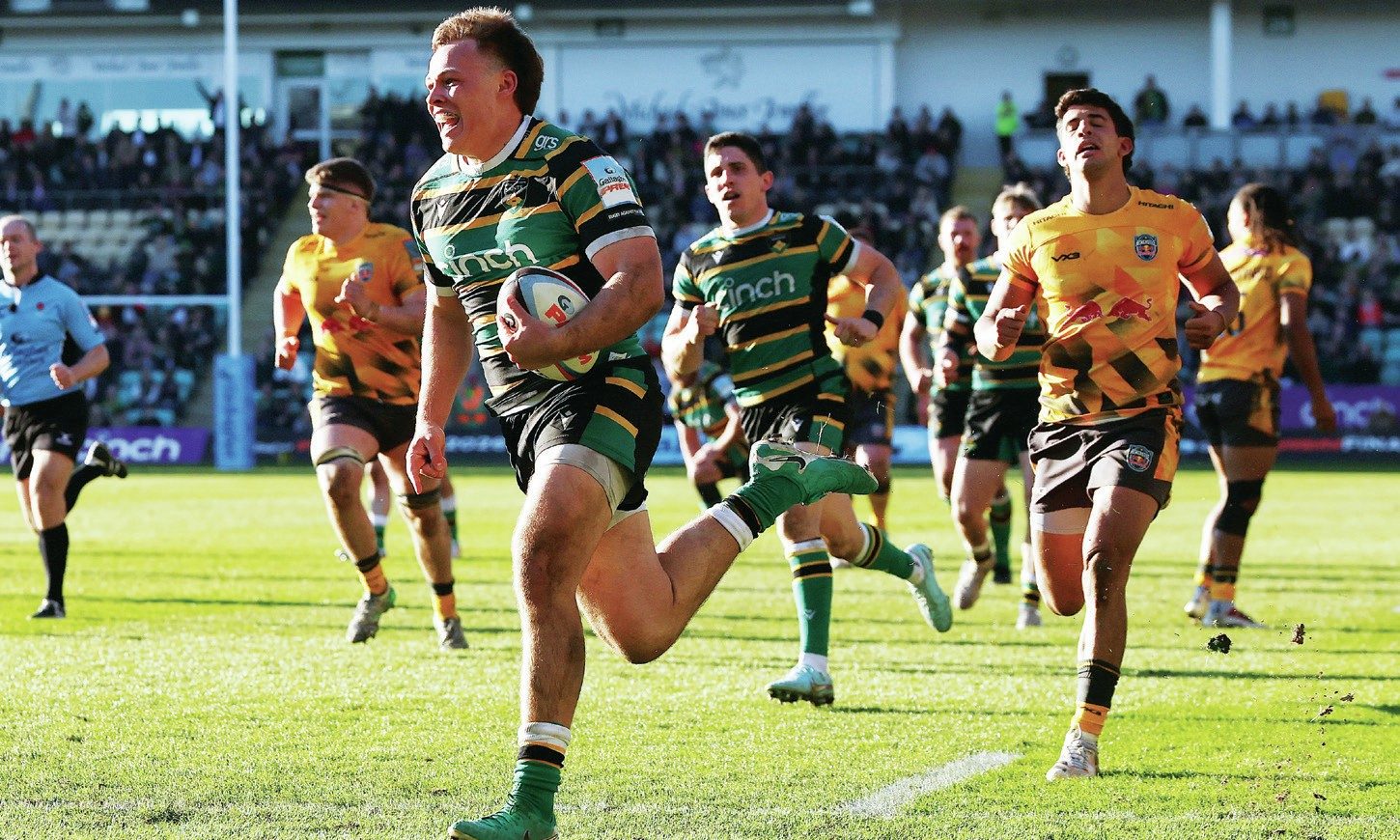 Tom Litchfield runs in to score Northampton Saints’ fourth try