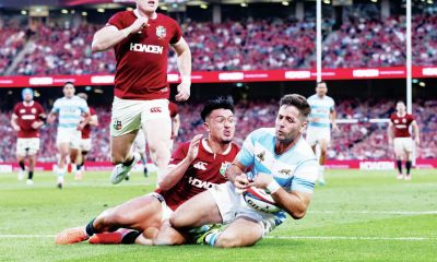 Argentina’s Santiago Cordero scoring against the Lions last summer