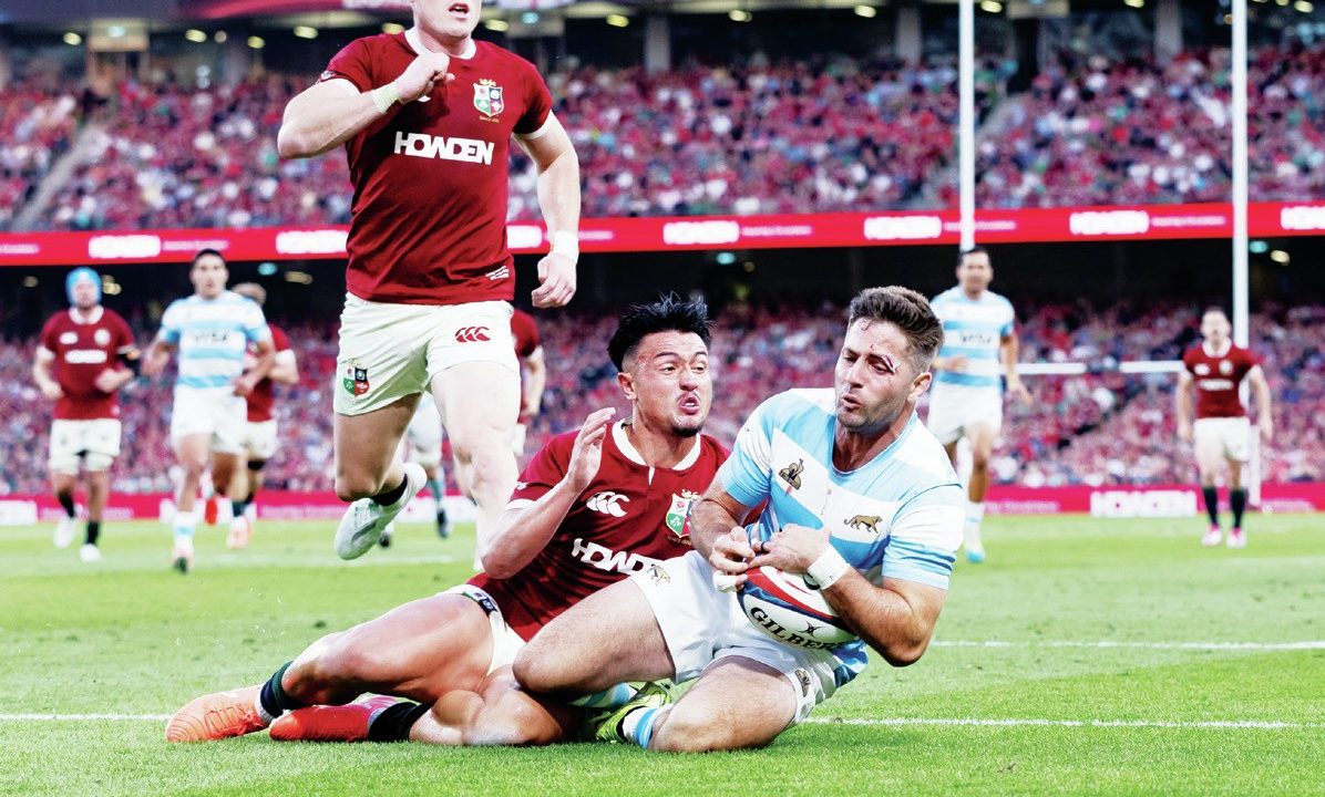 Argentina’s Santiago Cordero scoring against the Lions last summer