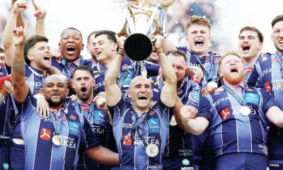 Bordeaux Begles celebrate their triumph in Bilbao