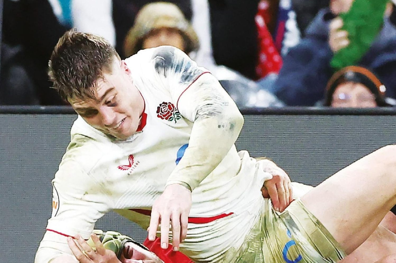 Tommy Freeman scoring for England against Wales during the Six Nations