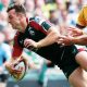 Adam Radwan scores for Leicester Tigers in their big win against Northampton Saints