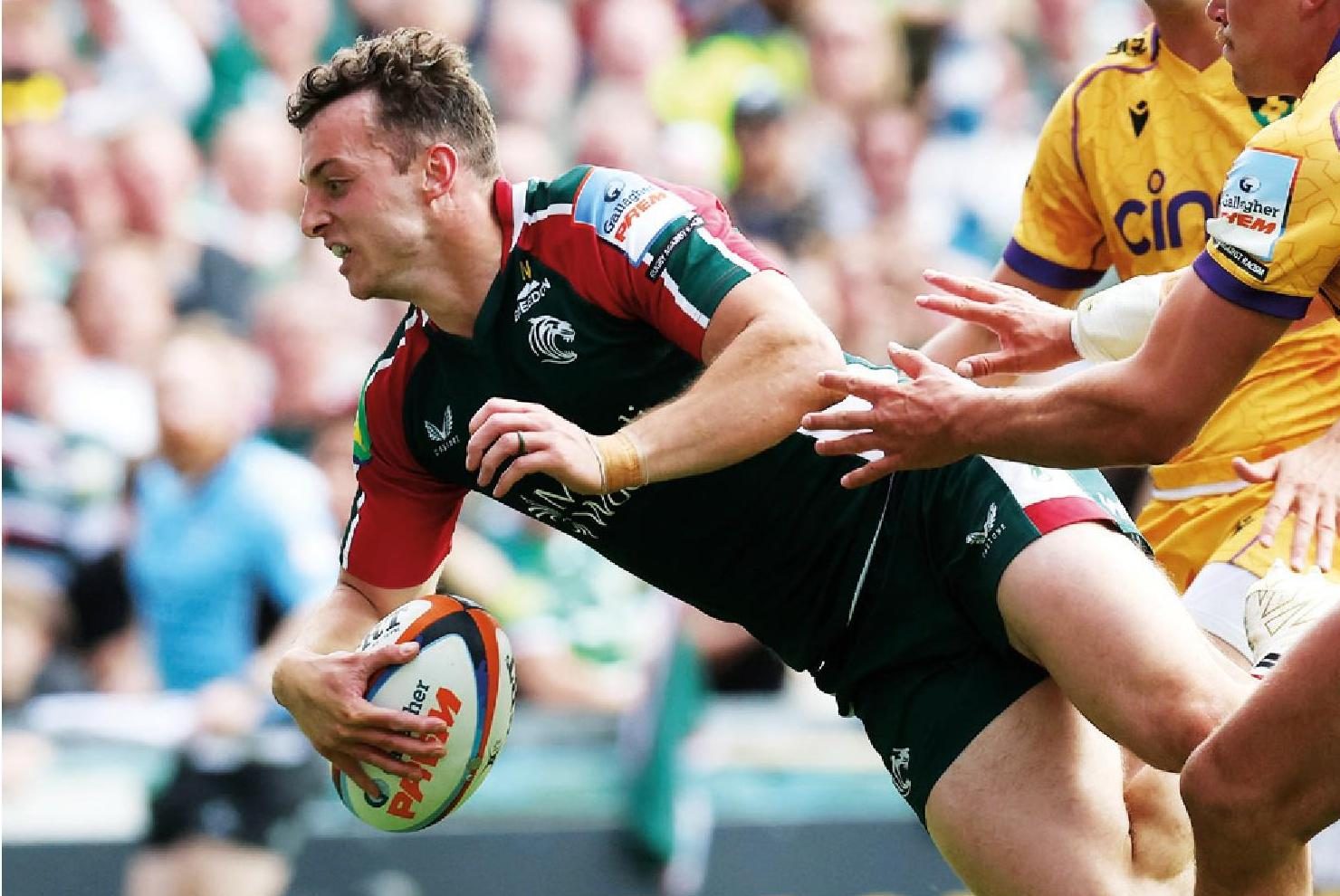 Adam Radwan scores for Leicester Tigers in their big win against Northampton Saints