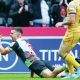 Cameron Anderson celebrates as he scores for Harlequins