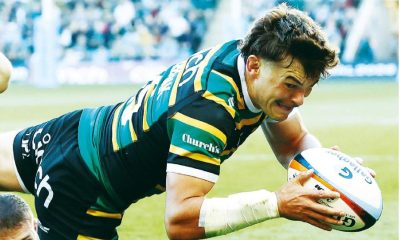 George Furbank dives over to score for Northampton Saints