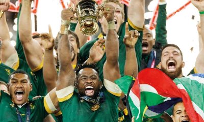 South Africa captain Siya Kolisi lifts the 2023 World Cup