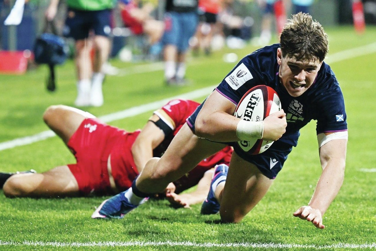 Henry Kesterton scoring for Scotland