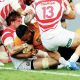 Taniela Tupou powers over to score for Australia.